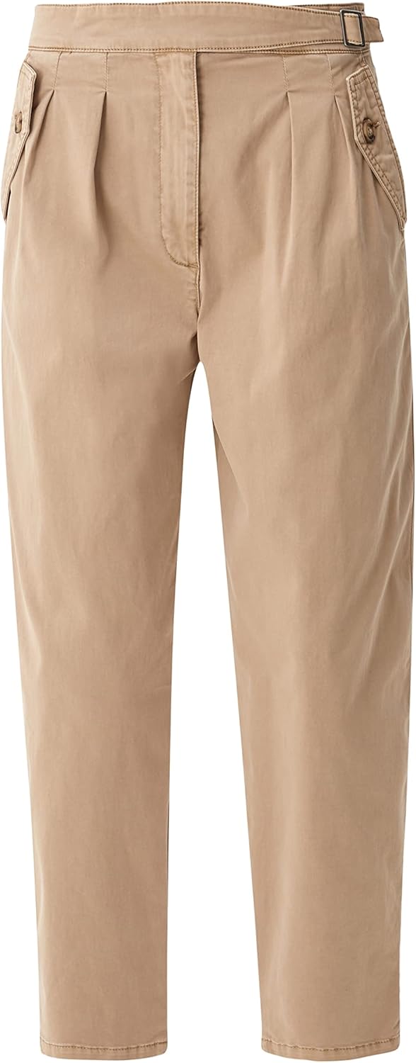 s.Oliver Damen Loose: Hose mit Barrel leg 38 Braun, 38 Braun