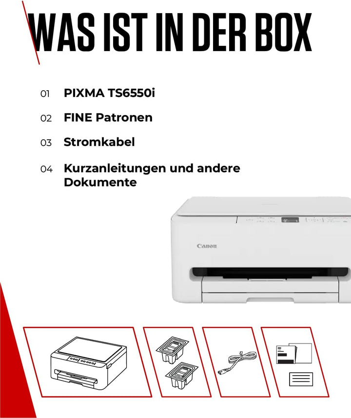 Canon PIXMA TS6550I - WLAN-Multifunktionsdrucker mit Papierkassette und Frontbedienung | Kabelloses