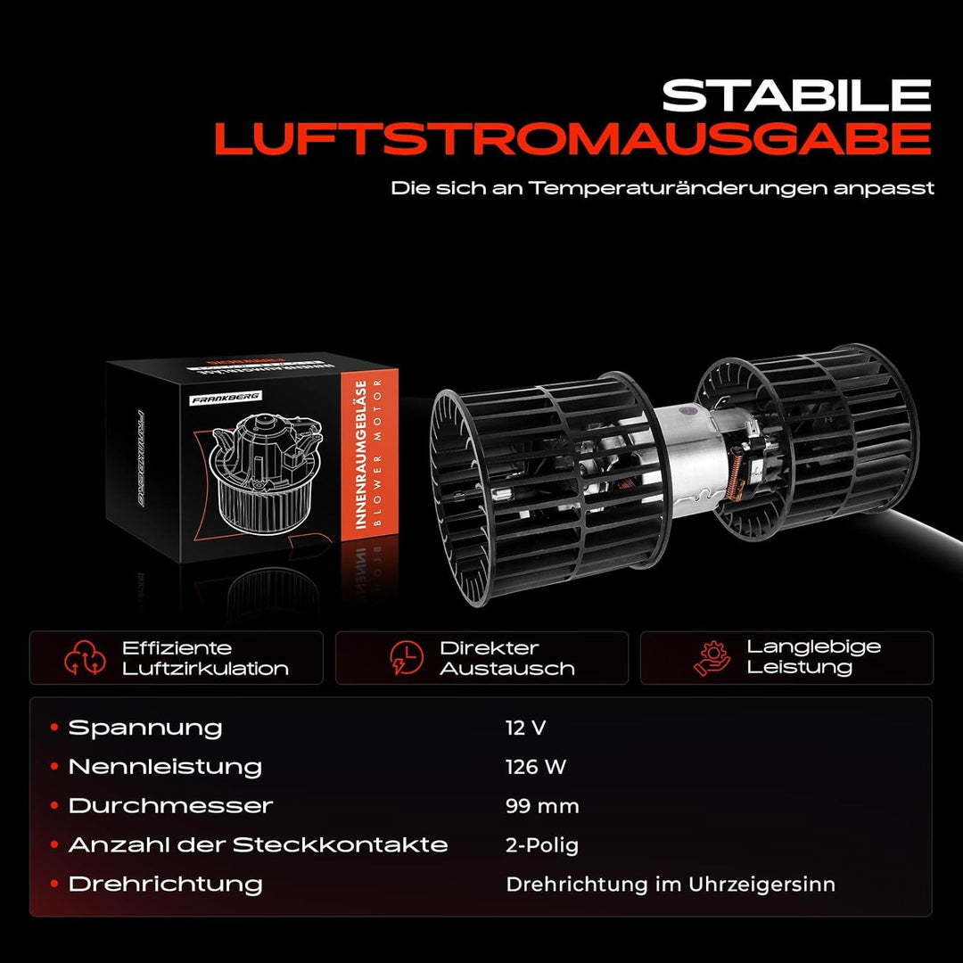 Frankberg Heizungsgebläse Gebläsemotor Kompatibel mit SL R107 2.8L-5.0L 1971-1989 SL Coupe C107 2.8L