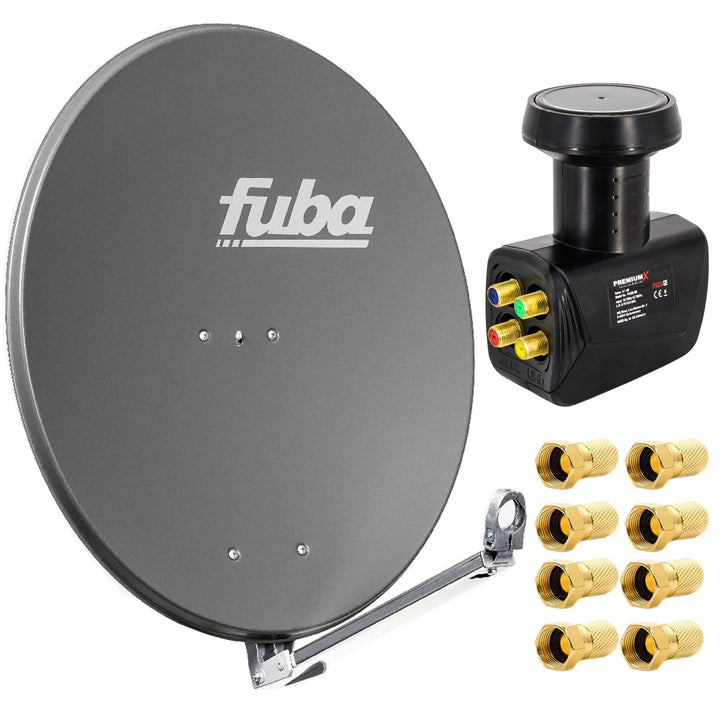 Fuba Satelliten-Komplettanlage DAL 800 A Satellitenantenne 80cm Anthrazit LNB Quad 8X F-Stecker SAT