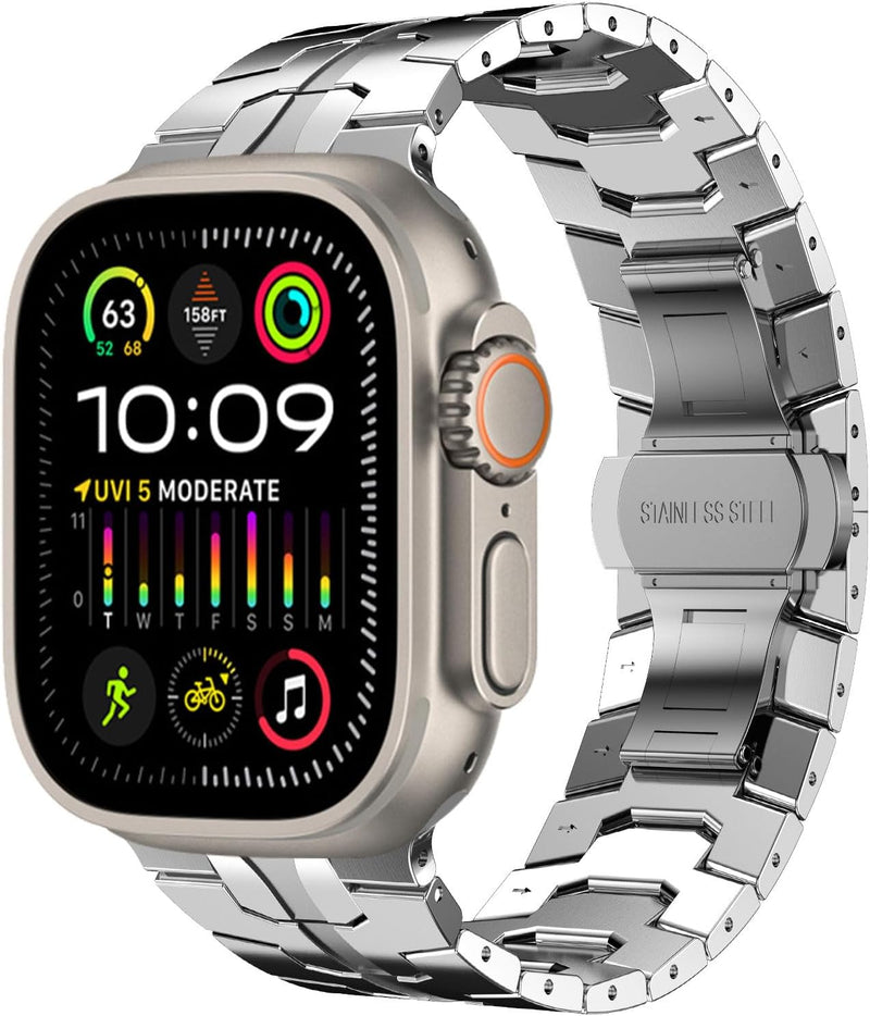 NewWays Metallband Kompatibel mit Apple Watch Armband 49mm 45mm 44mm 42mm, Edelstahl Gliederband Ers