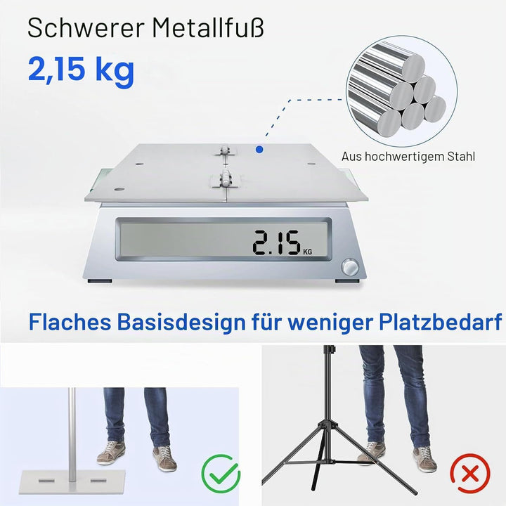 EMART Silberne Foto Hintergrund Ständer mit Stahlsockel, 2mx3m Verstellbarer Hintergrund Ständer Kit