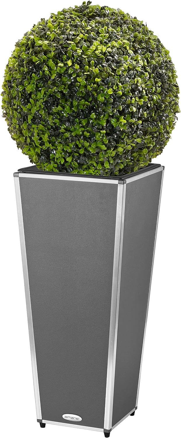 AMARE Fiberglass Design PUR Pflanzkübel, Pflanzgefäss, Blumentopf, Blumenkasten, 33 x 33 x 76 cm, gr