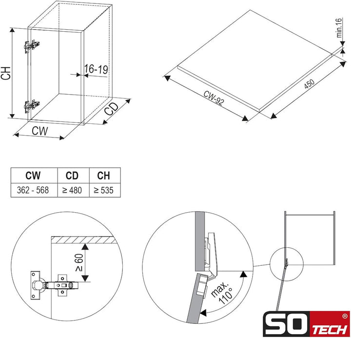 KESSEBÖHMER ChefsTable Parallelschwenkmechanik Unterschrank Schwenkbeschlag belastbar bis 16 kg (ohn