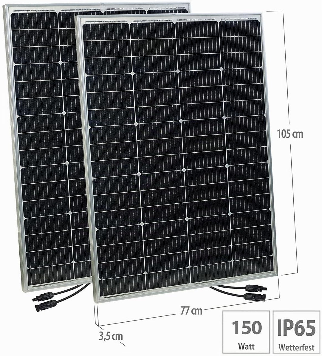 revolt Solarmodul: 2er-Set mobile monokristalline Solarpanele, 36 Volt, 150W, MC4-Stecker (Solarpane