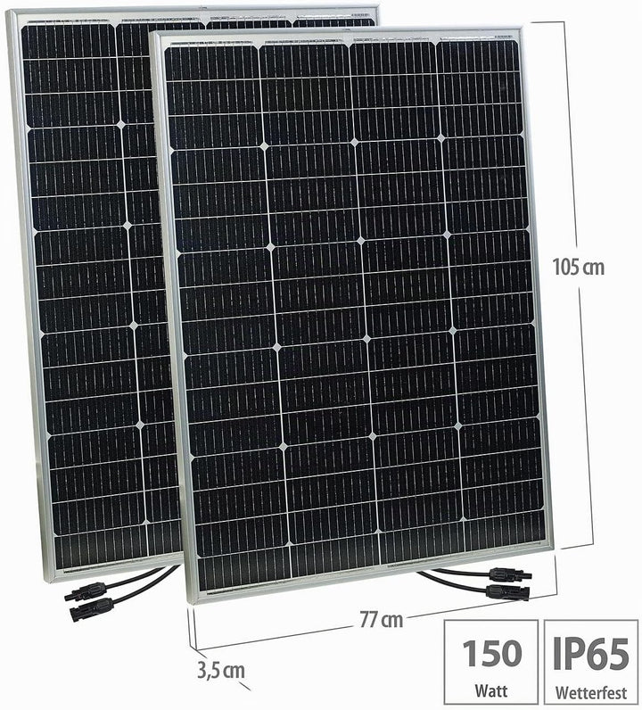 revolt Solarmodul: 2er-Set mobile monokristalline Solarpanele, 36 Volt, 150W, MC4-Stecker (Solarpane