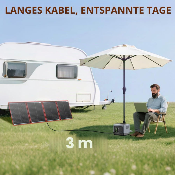 DOKIO 200W 18V Faltbar Solar Panel Kit Monokristallines Mit Solarladeregler Und PV-Kabel (Für 12V Kf