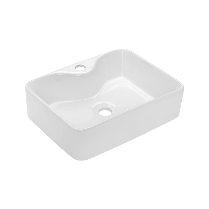 VBChome Waschbecken 48 x 38 cm Keramik mit Hahnloch Weiss Waschtisch Rechteckig Handwaschbecken Aufs