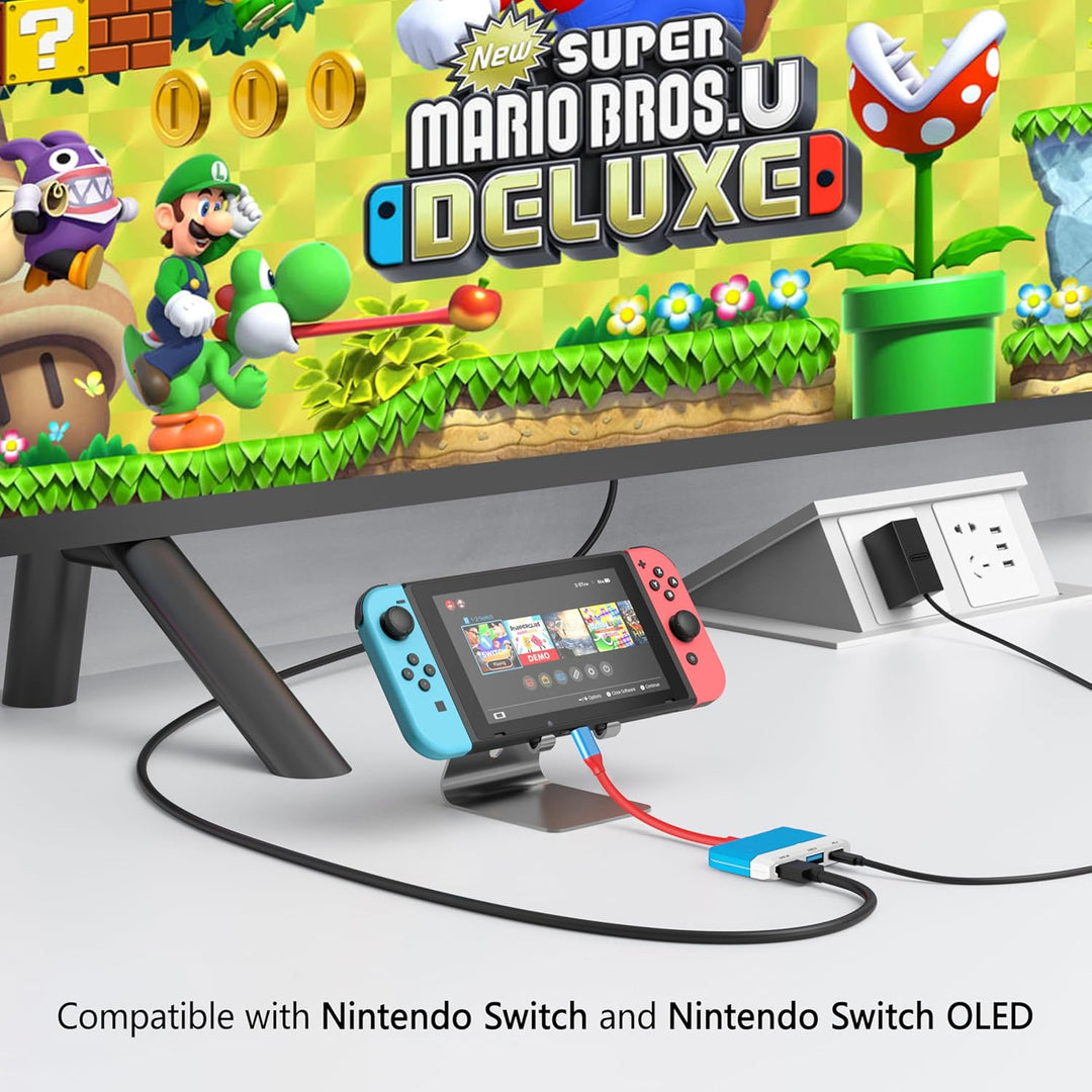 Switch Dock für Nintendo Switch/OLED Switch, 3-in-1 Mini Switch TV Dock mit 4K HDMI USB 3.0 Port USB