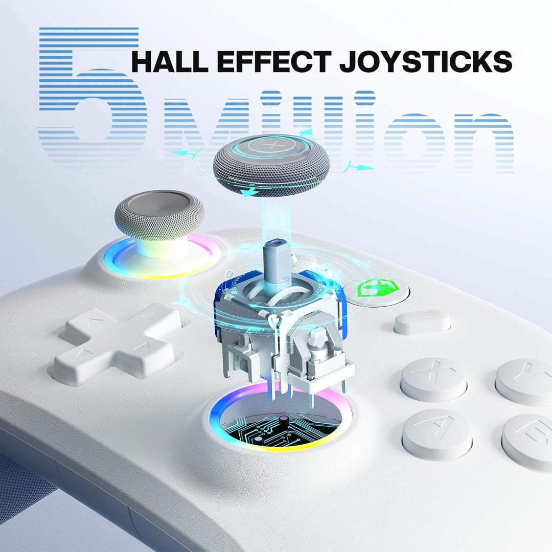 ECHTPower PC Wireless Controller, 1000Hz Gaming-Controller mit RGB/Hall-Joystick/Turbo/Vibration/800