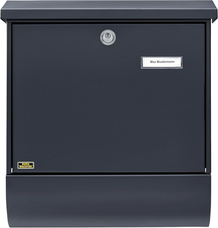Burg Wächter Briefkasten mit Zeitungsfach und Namensschild, Verzinkter Stahl, Einwurf-Format DIN C4,