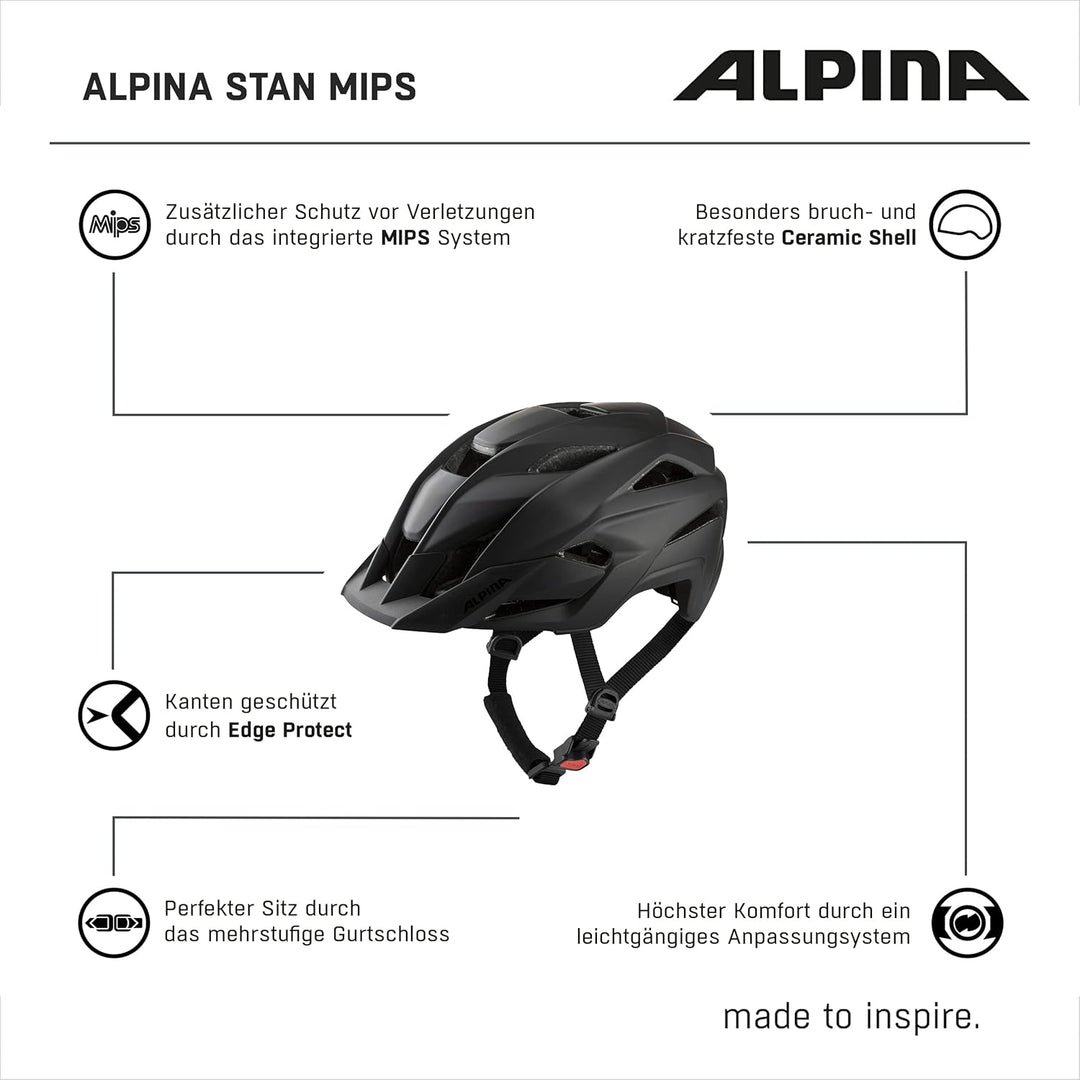 ALPINA Stan MIPS - Leichter, Sicherer & Optimal Belüfteter All-Mountain MIPS Fahrradhelm mit Fliegen