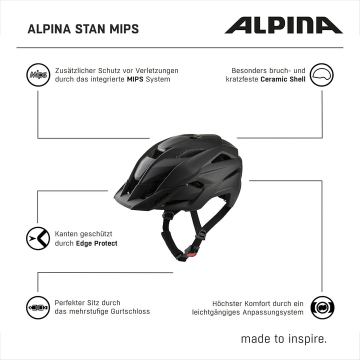 ALPINA Stan MIPS - Leichter, Sicherer & Optimal Belüfteter All-Mountain MIPS Fahrradhelm mit Fliegen