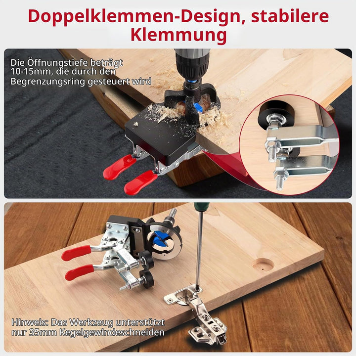 XUNTOP Verdecktes Scharnier Jig 35mm Legierung Cup Style Scharnier Bohren Jig Lochsäge, für Holzmöbe