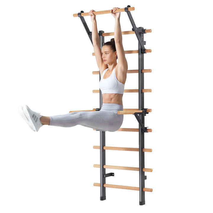 DHT Schwedenleiter Wandstangen Stall Bar Suspension Trainer mit 9 strategischen Stangen für Fitness