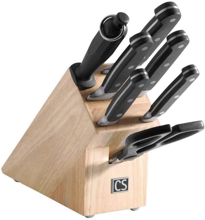 CS Kochsysteme 003159 Schneidwaren, Edelstahl, 8-teilig, schwarz, 38 x 28,3 x 39,4 cm,