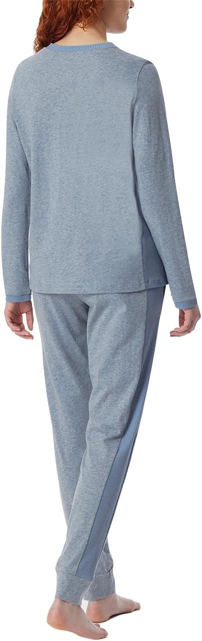 Schiesser Damen Schlafanzug Set lang weiche Baumwolle - Nightwear 44 Jeans-mel._181242, 44 Jeans-mel
