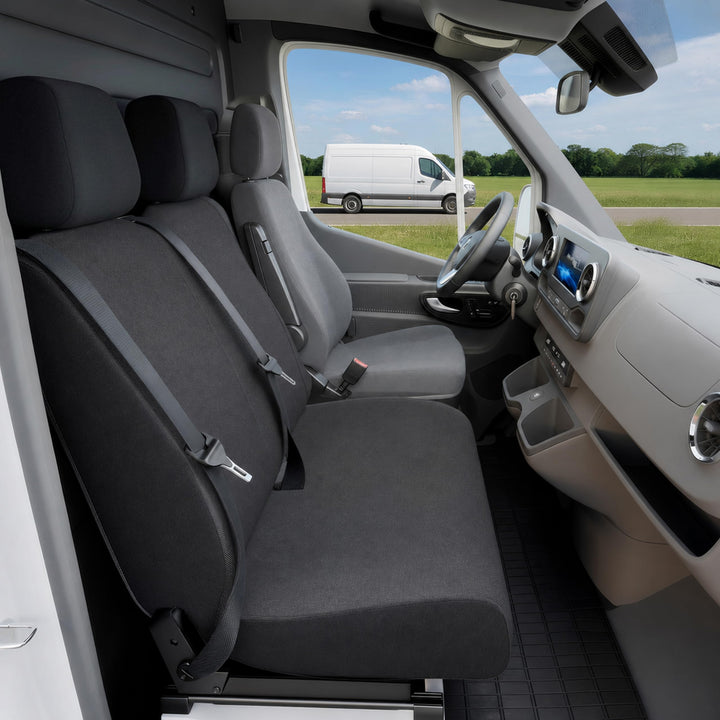 Walser Transporter Sitzbezüge Auto kompatibel mit VW T6, Doppelbank vorne, Auto Sitzbezüge aus Stoff