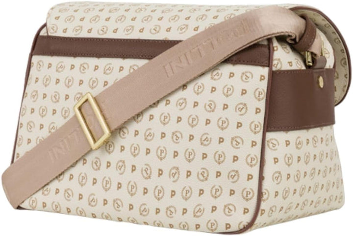 Pollini - Heritage Messenger Gurt aus PVC und Kalbsleder - Elfenbein/Braun