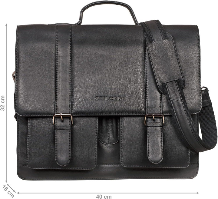 STILORD 'Marius' Klassische Lehrertasche Leder Schultasche XL gross Aktentasche zum Umhängen Busines