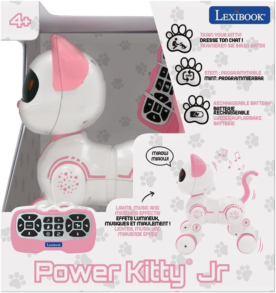 Lexibook, Power Kitty Jr., Ferngesteuerte Katze zum Trainieren, Watschelt wie eine echte Katze, Inte
