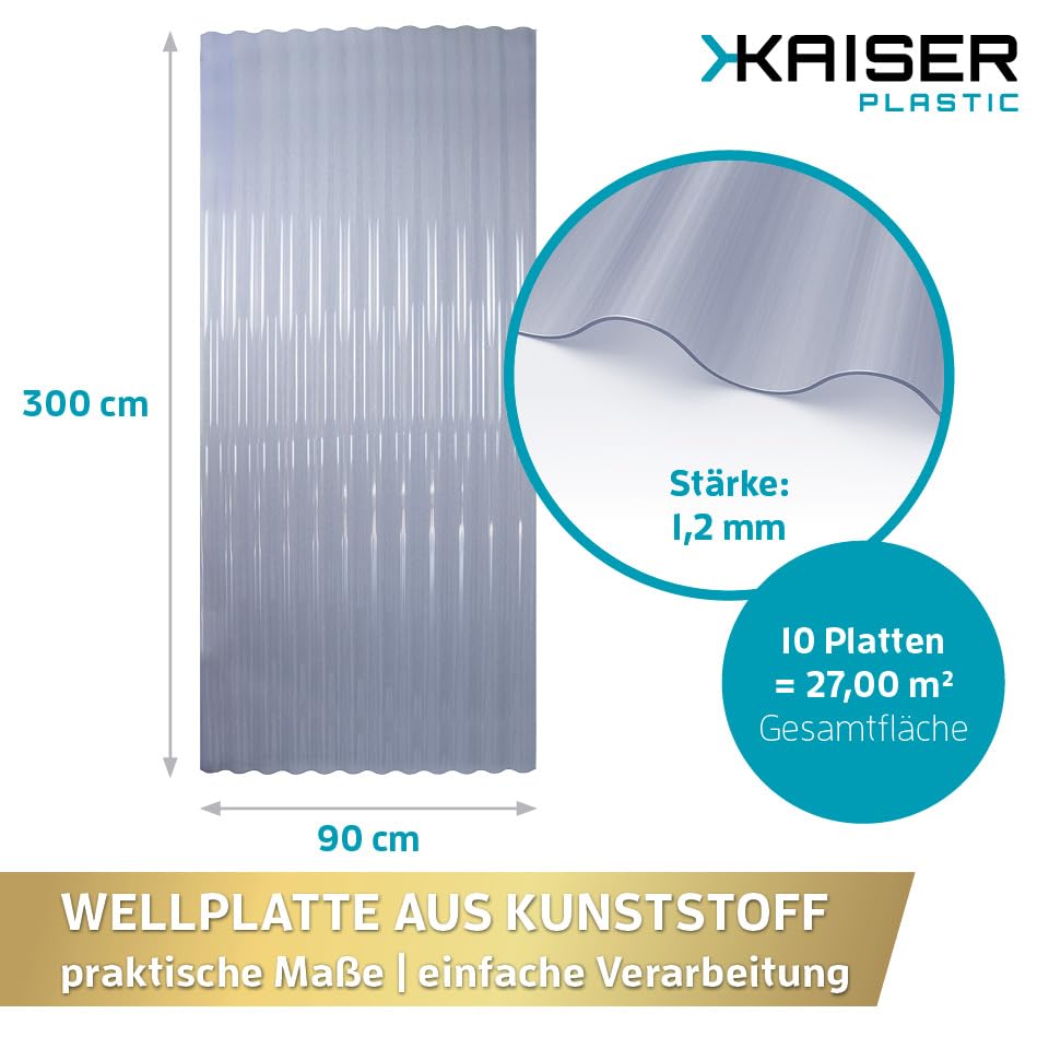 KAISER plastic® Wellplatten Klar | Wellplatten Dach, Welldach Kunststoff | Dachplatten wetterfest |