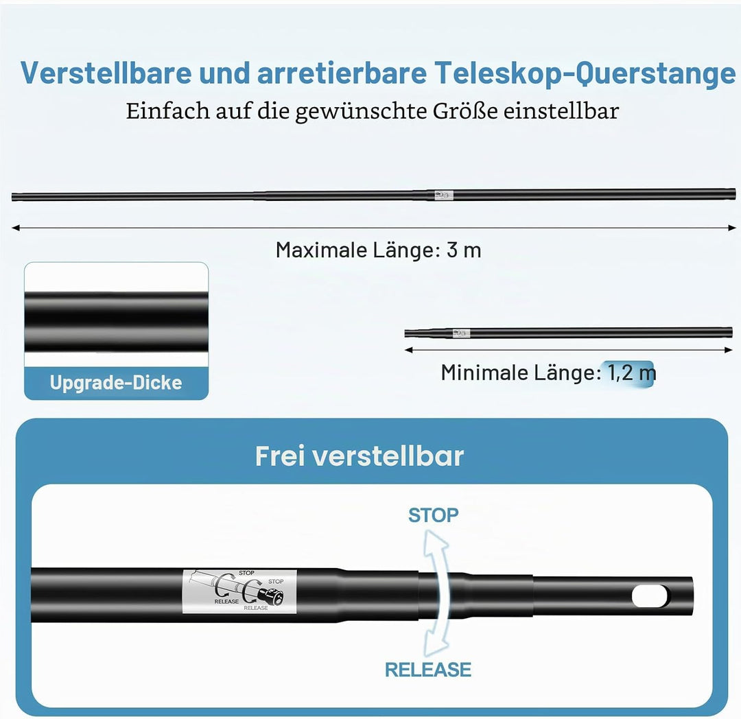 EMART Studio Hintergrund Ständer 3x3m, Professionelles Hintergrundsystem Fotografie Heavy Duty Hinte