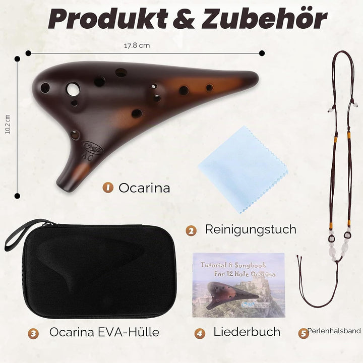 "Forest Whisper" 12-Loch-Tenor-Okarina, klassisch, StrawFire, Sammlerstück, Alto C