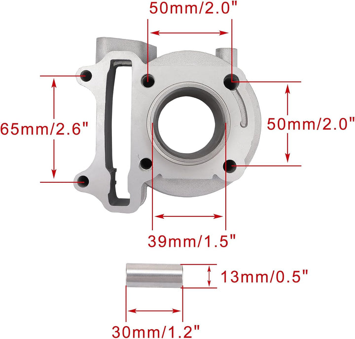 WOOSTAR 39mm Zylinder Ersatz für 4 Takt GY6 49ccm 50ccm 139QMA 139QMB Motor ATV 4 Wheeler Quad Rolle