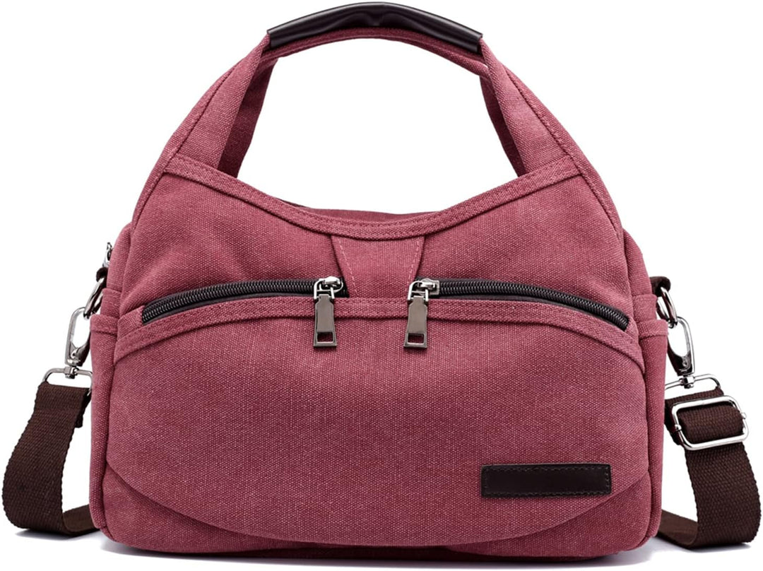 PORRASSO Damen Umhängetasche Casual Schultertasche Canvas Handtasche Multi Tasche Crossbody Bag für