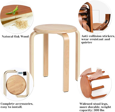 IBUYKE Stapelhocker-Massivholz Hocker Hausbank Holzhocker Mode Kreative Hocker Moderne Esstisch Hock