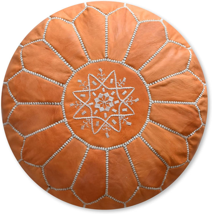 Poufs&Pillows Premium Echt Leder Pouf - Handgefertigt - Gefüllt geliefert - Ottoman, Sitzsack, Fussh