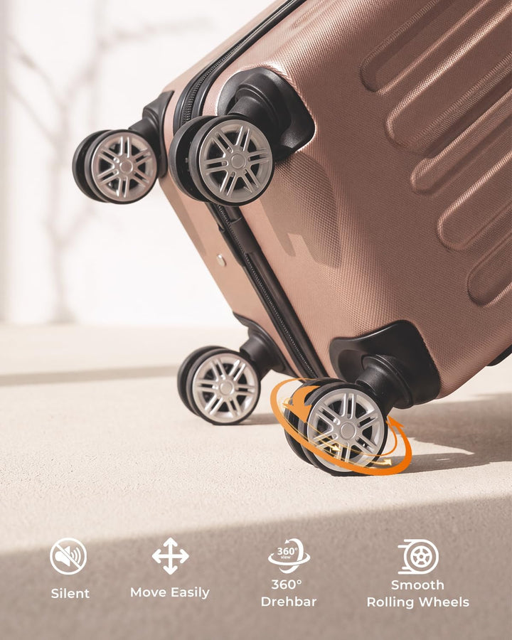 3tlg Kofferset, Trolley Koffer Reisekofferset, (55/66/76CM), Handgepäck Koffer, 360°drehbare Hartsch