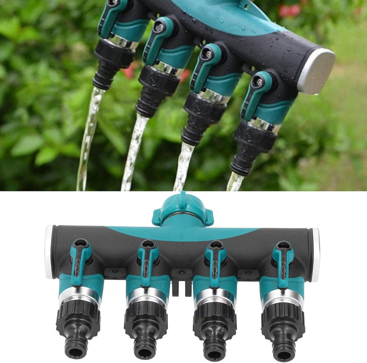 Oumefar Benutzerfreundlicher 4-Wege-Gartenschlauchverteiler ， Schlauchverteiler für Gartenmetallvent