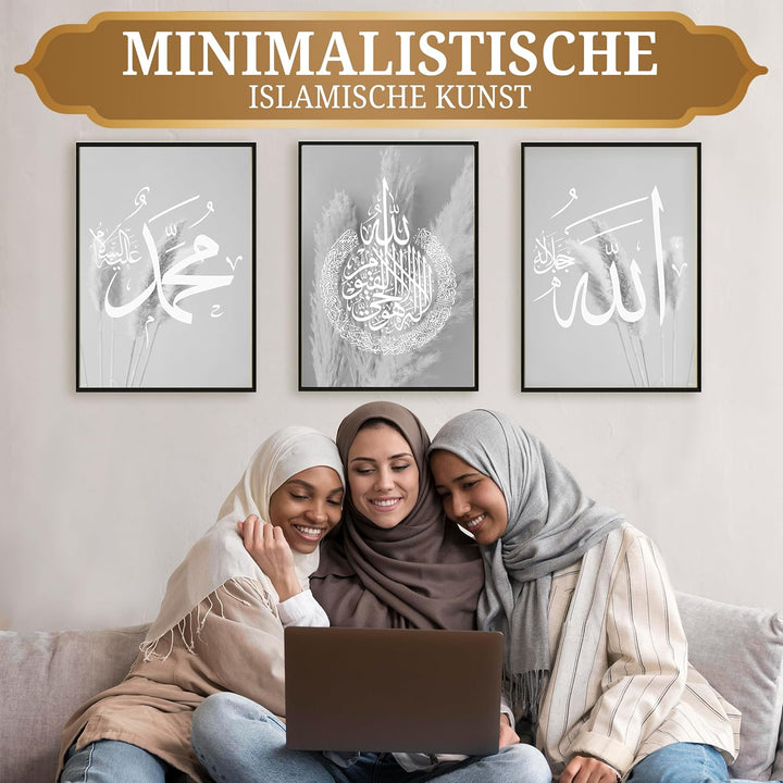 HAVA Artwork Grey Blessed Poster Set, Islamische Poster, Islamische Bilder, Islamische Dekoration, I