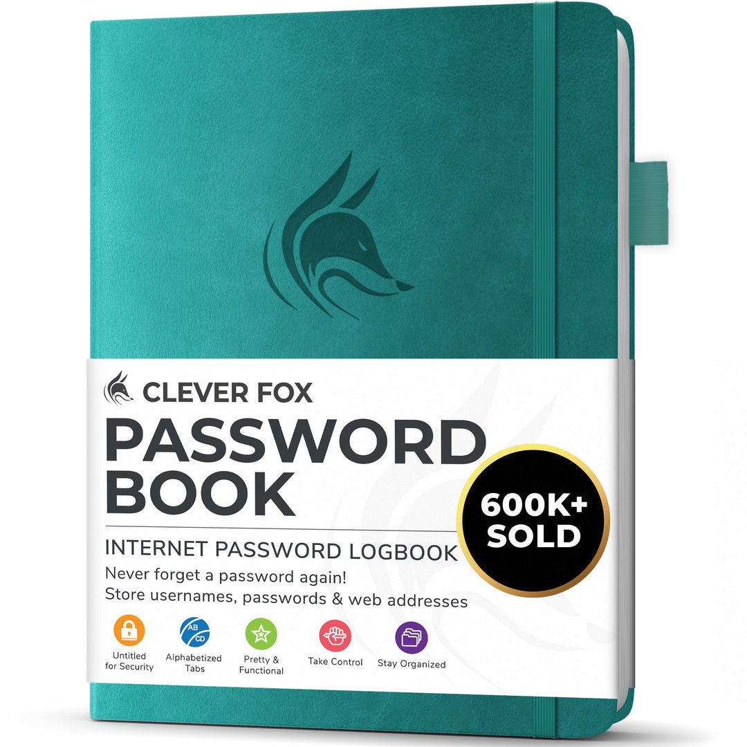Clever Fox Passwortbuch mit Registerkarten - Adress- und Passwort-Organisationsbuch mit alphabetisch