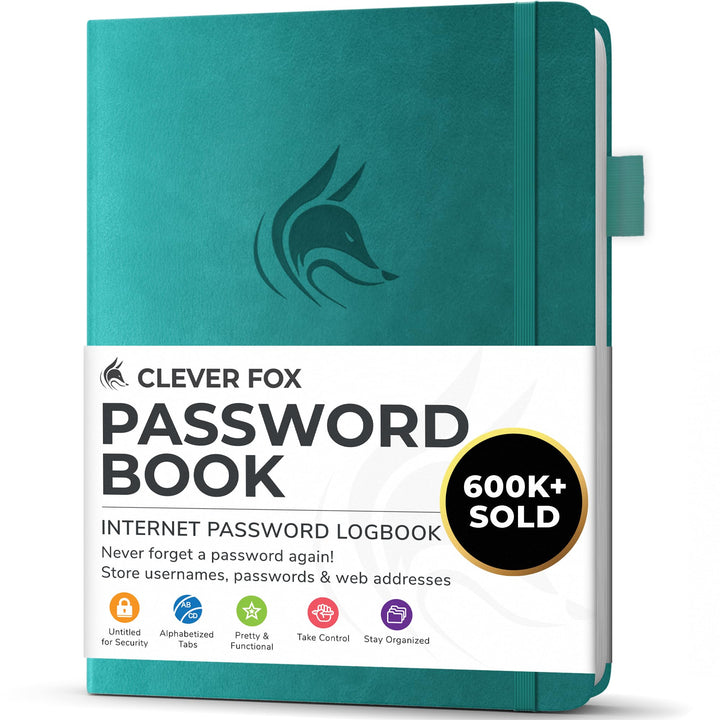 Clever Fox Passwortbuch mit Registerkarten - Adress- und Passwort-Organisationsbuch mit alphabetisch
