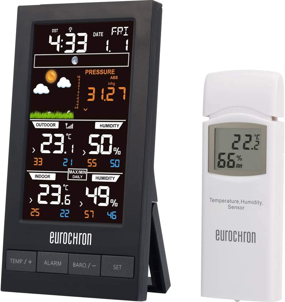 Eurochron EFWS S250 Funk-Wetterstation Vorhersage für 12 bis 24 Stunden Anzahl Sensoren max. 1