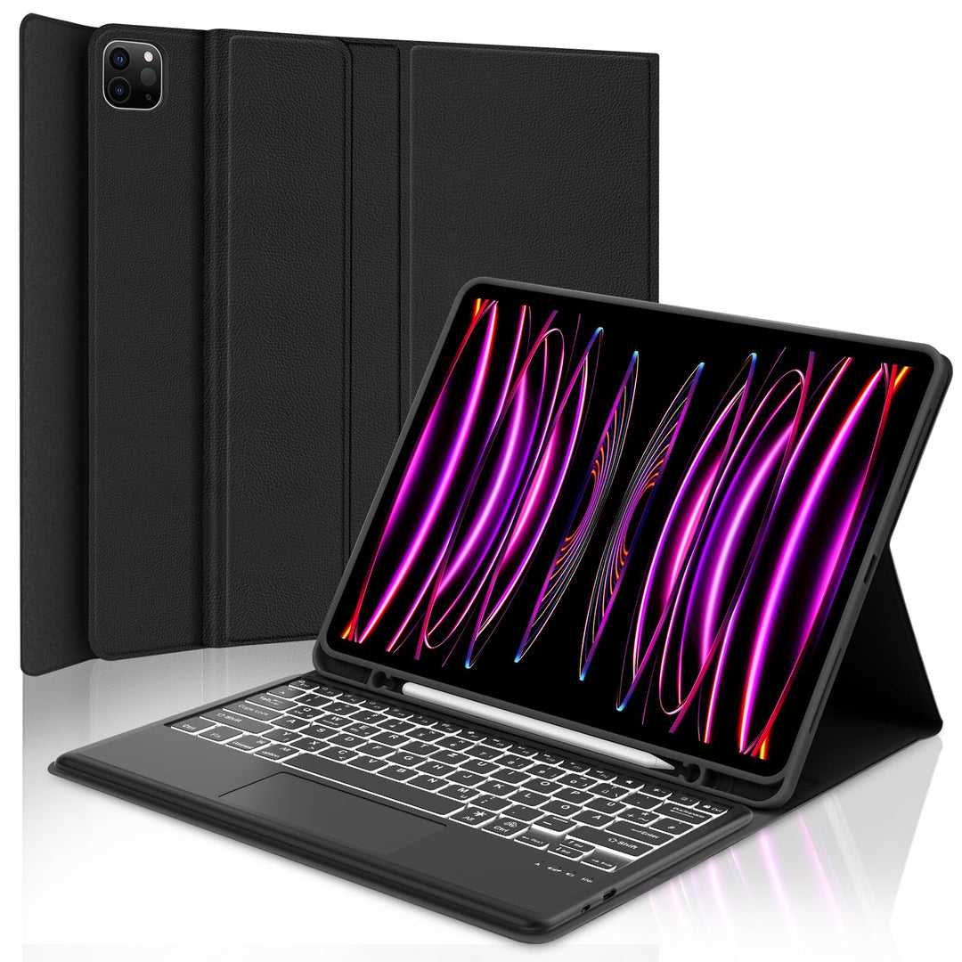 IVEOPPE Tastatur Hülle für iPad Pro 12,9 Zoll 6/5/4/3 Generation Con Touchpad, Magnetisch abnehmbar