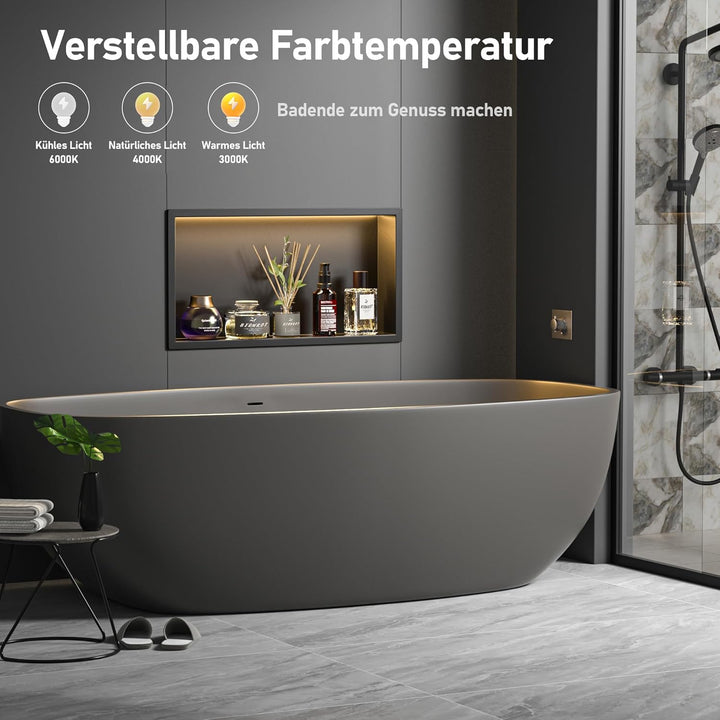 Wandnische Dusche Edelstahl mit LED,Duschnische mit Beleuchtung für Badezimmer Aufbewahrung,Einbau-N