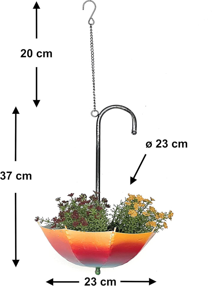 DanDiBo Blumenampel Metall Hängeampel mit Topf Innen Aussen Regenschirm Hängepflanzen 57 cm 96258 S