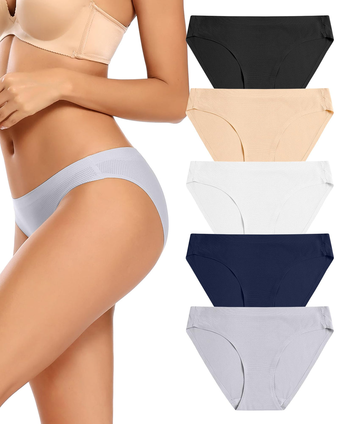 VOENXE Bikini Unterhosen Damen Mehrpack,Nahtlose Stretch Slip Panty Frauen Mehrfarbig,No Show Seamle