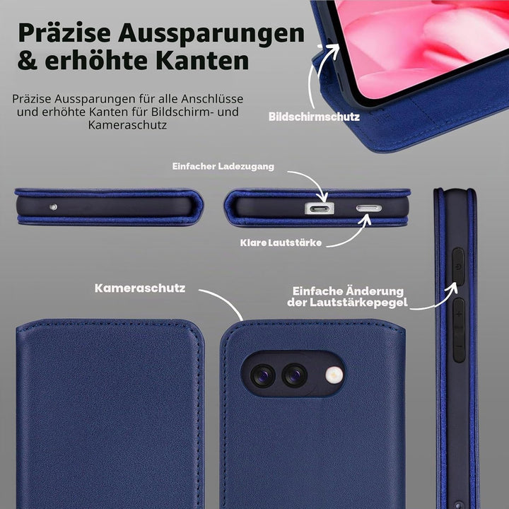 32nd Klassische Serie 2.0 - Lederhülle Case Cover für Google Pixel 9a, Echtleder Hülle Mit RFID-Bloc