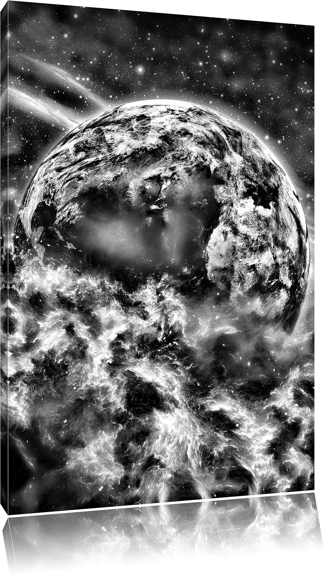 Monocrome, Planet Erde, Format: 100x70 auf Leinwand, XXL riesige Bilder fertig gerahmt mit Keilrahme