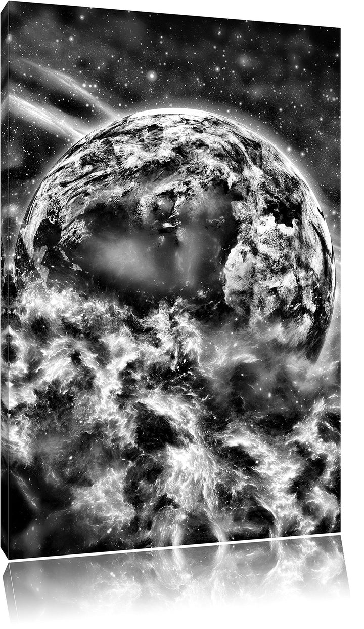 Monocrome, Planet Erde, Format: 100x70 auf Leinwand, XXL riesige Bilder fertig gerahmt mit Keilrahme