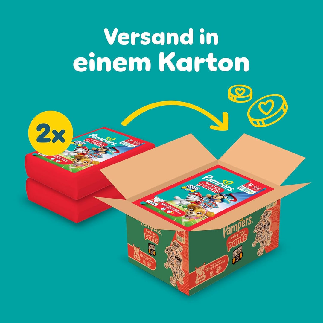 Pampers Baby-Dry Pants Paw Patrol Edition Grösse 5, 160 Windeln, 11kg-17kg, 360° Passform hilft, Aus