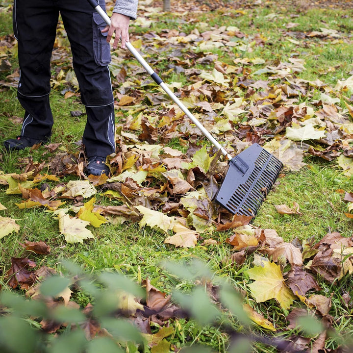 UPP Jumbo Garten Rechen: stufenlos von 75cm - 150 cm Aluminium Teleskopstiel für effizientes Gartenr