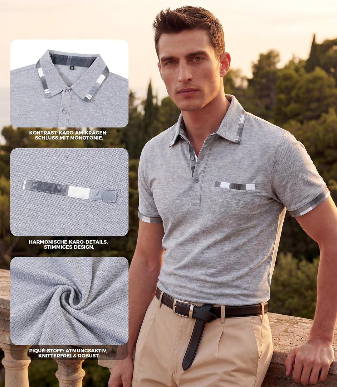 GLESTORE Poloshirt Herren Kurzarm Golf PoloHemd Männer Poloshirts Sommer Polo Hemden T Shirt L Dunke