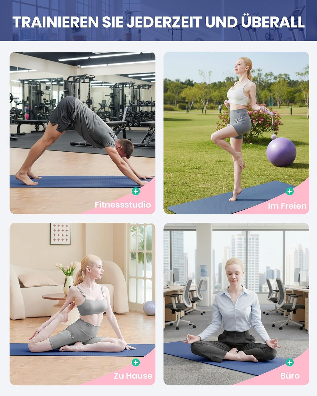 Narwhal Yogamatte Rutschfest Fitnessmatte Umweltfreundliche TPE Sportmatte mit Tragegurt Gymnastikma