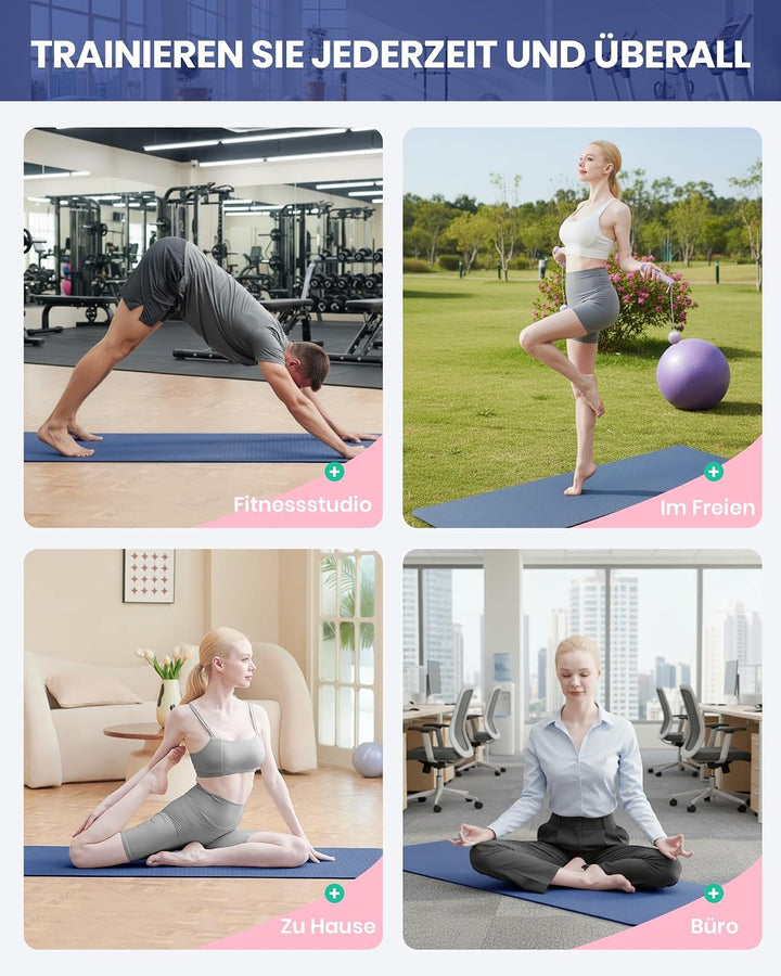 Narwhal Yogamatte Rutschfest Fitnessmatte Umweltfreundliche TPE Sportmatte mit Tragegurt Gymnastikma